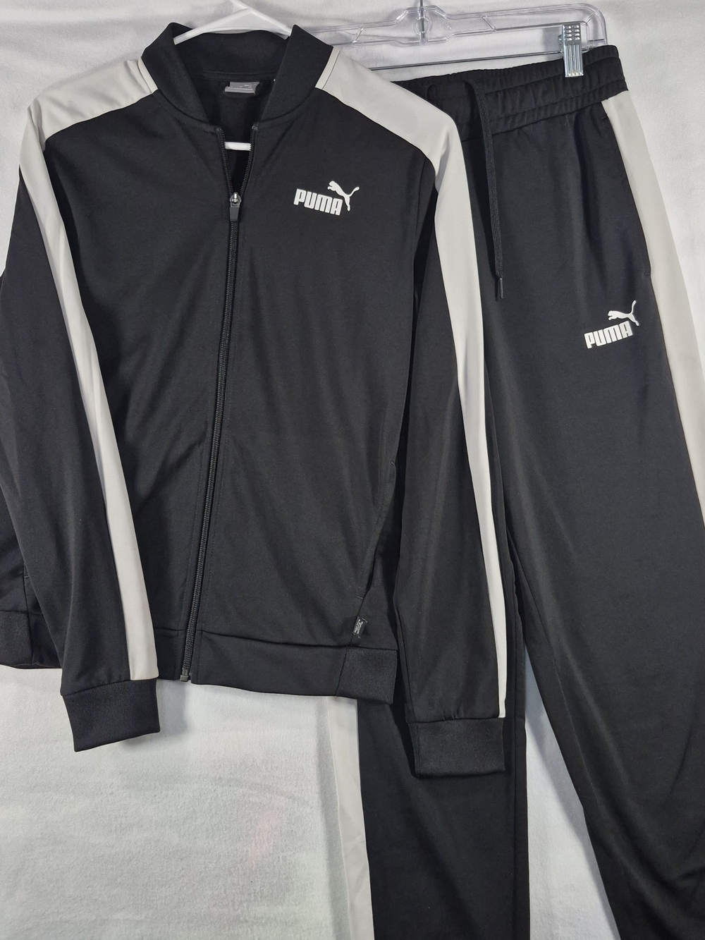 PUMA Black Track Jacket & Pants Set with White Stripe